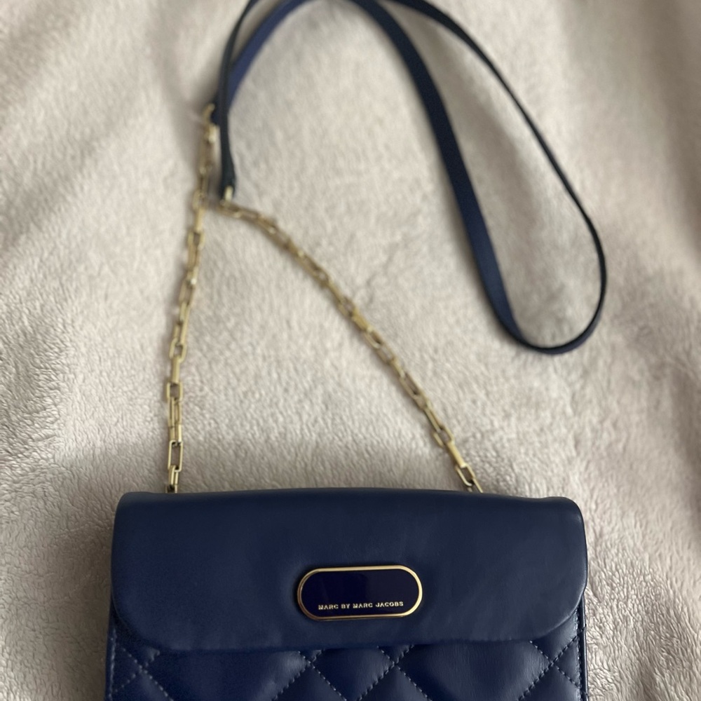 Marc Jacobs Blue Crossbody Bag with Gold Hardware